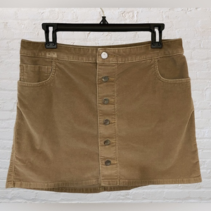 Beige Express A Line Skirt Button Up Corduroy Pockets Casual‎ Size 10